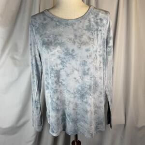 AMERICAN EAGLE Women's Blue Tie-Dye Soft & Sexy Crewneck Long Sleeve Top SZ L